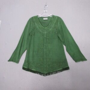 Holy Clothing Top Medium Green Embroidered Tassel Whimsigoth Fairy Renaissance‎